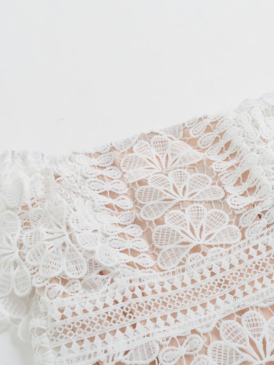 Off-shoulder Flower Embroidery Lace Dress