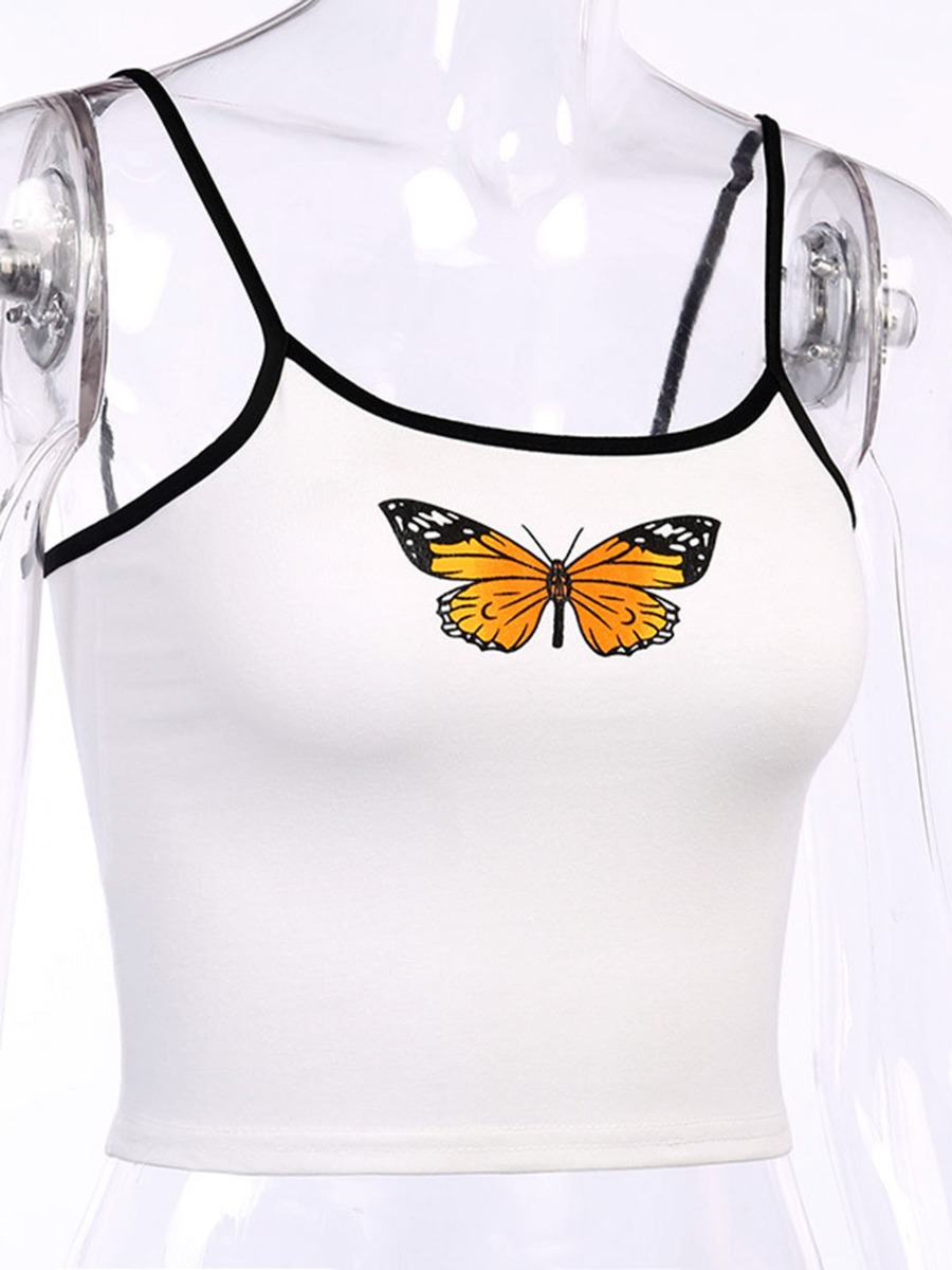 Butterfly Print Crop Cami Top