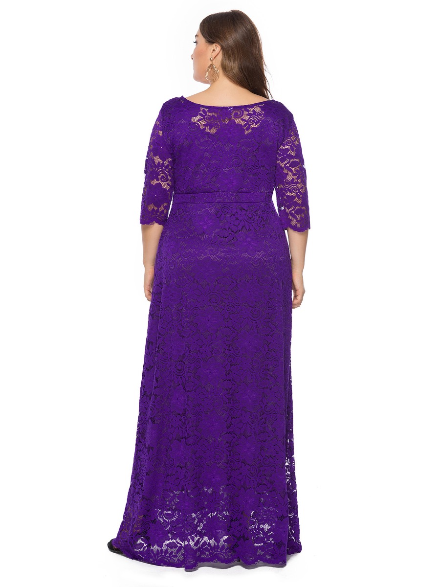 Plus Size Cutout Lace Evening Dress