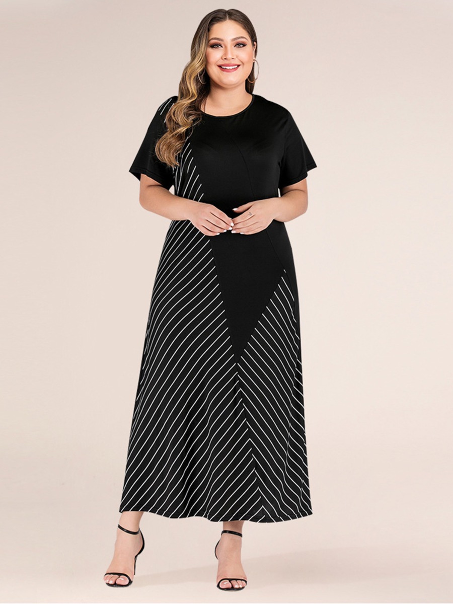 Plus Size Stripe Surplice Dress