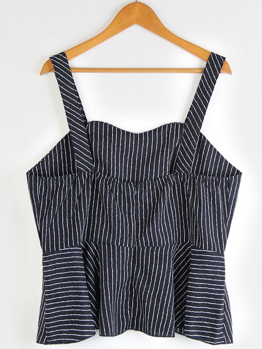 Plus Size Ruffle Trim Stripe Cami Top