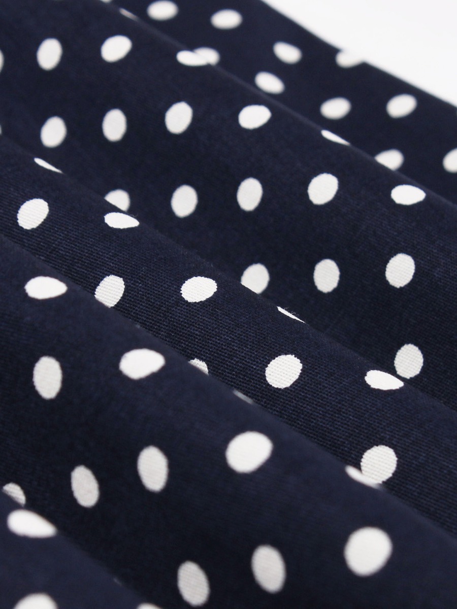 Puff Sleeve Polka Dot Button Decor Dress