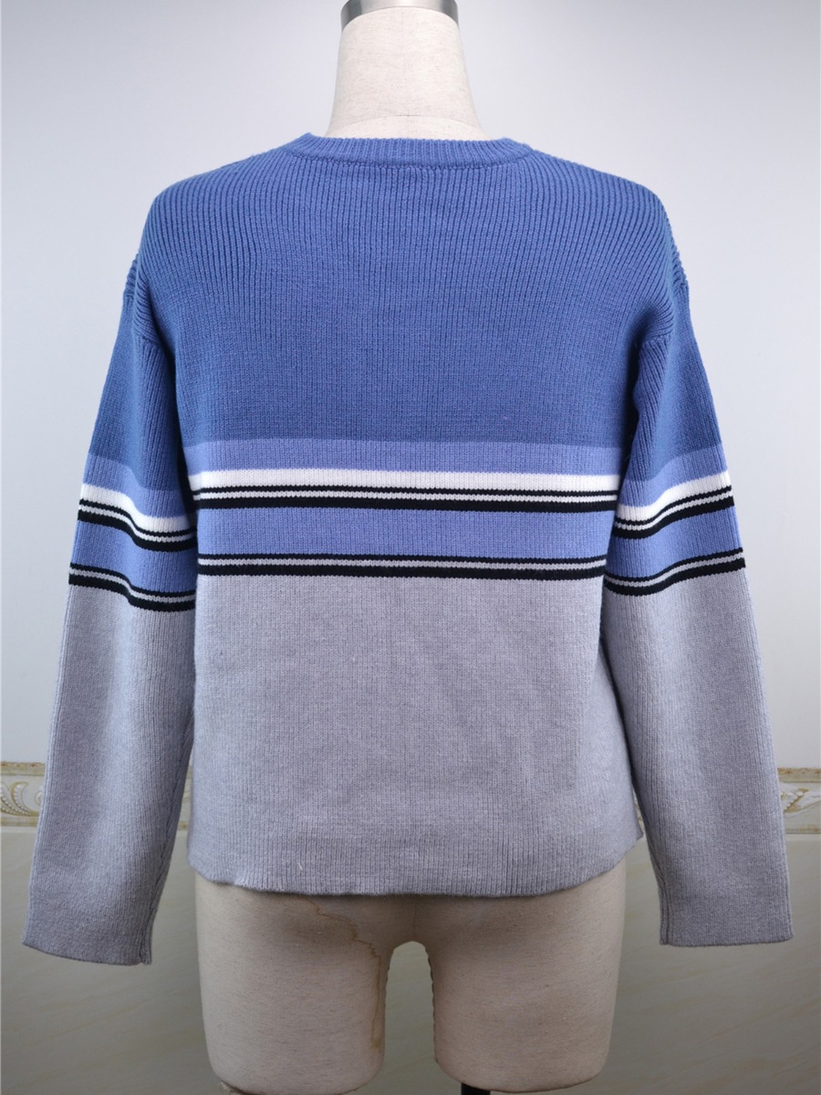 Colorblock Stripe Rib-knit Sweater