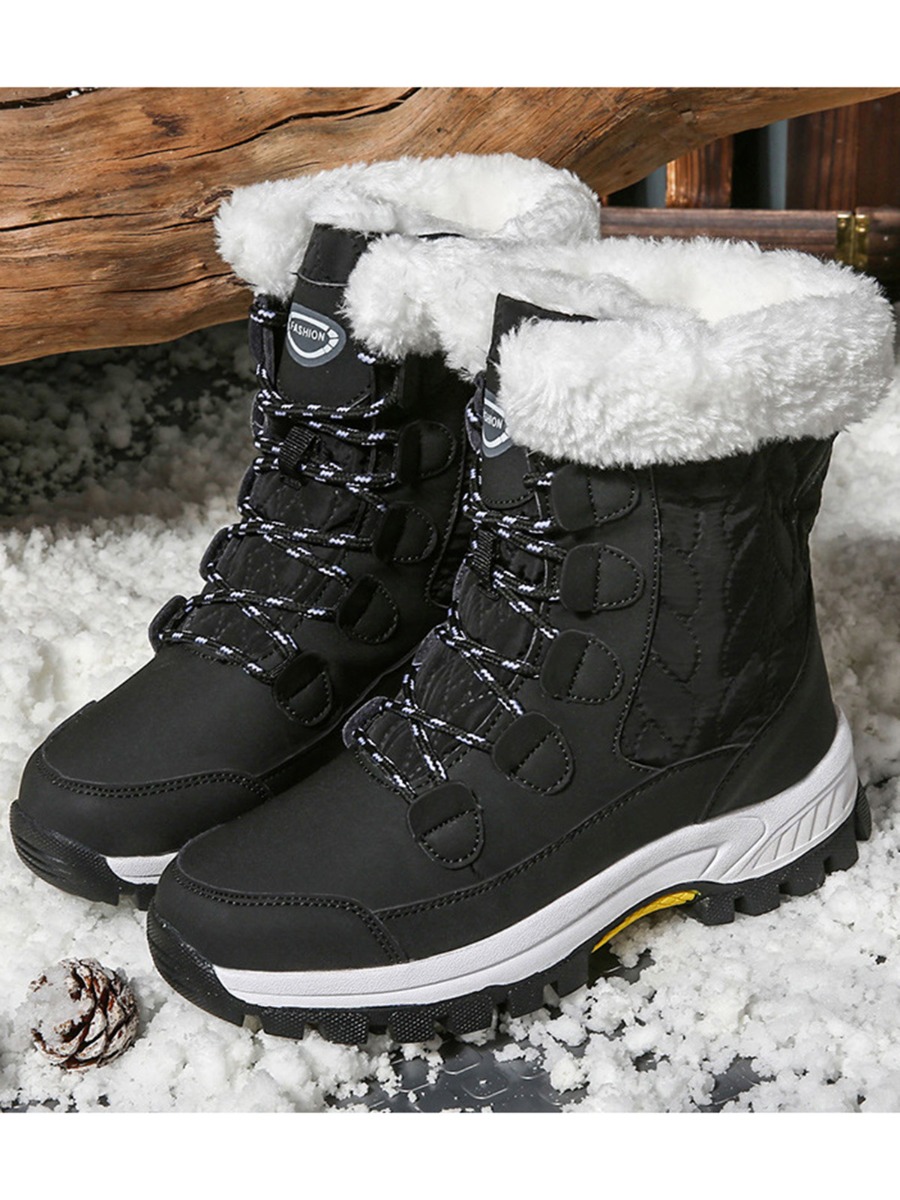 Plush Lined Lace-up Women Snowboots
