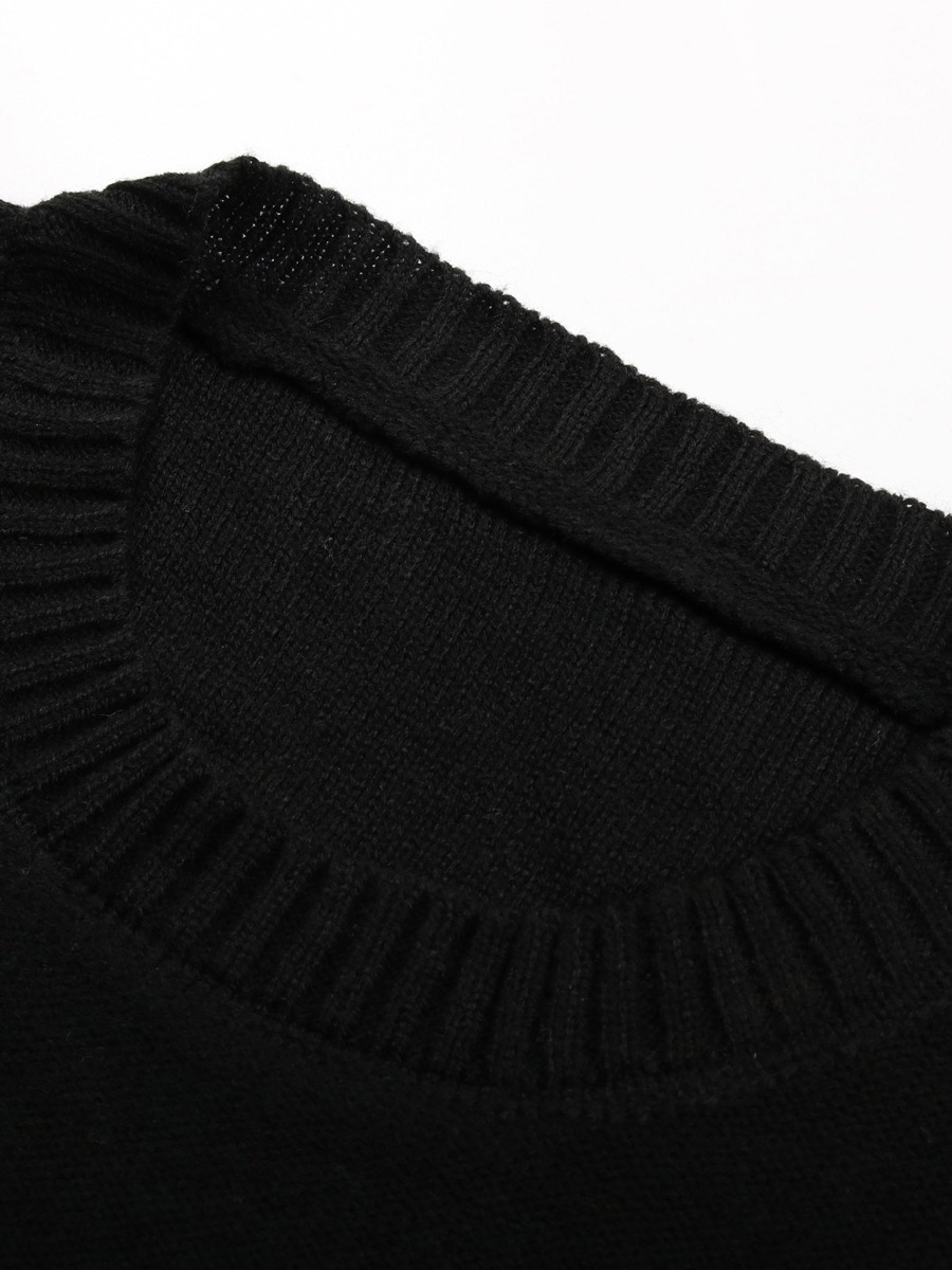 Round Collar Striped Knitting Smock Sweater