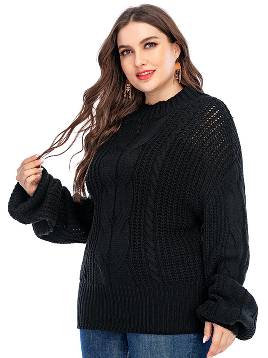 Plus Size Batwing Sleeve Loose-knit Sweater