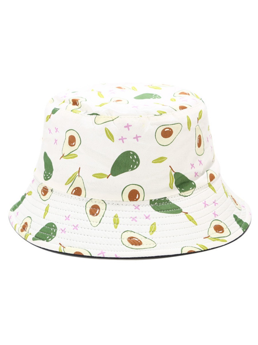 Tropical Fruit Print Wide Brimmed Bucket Hat