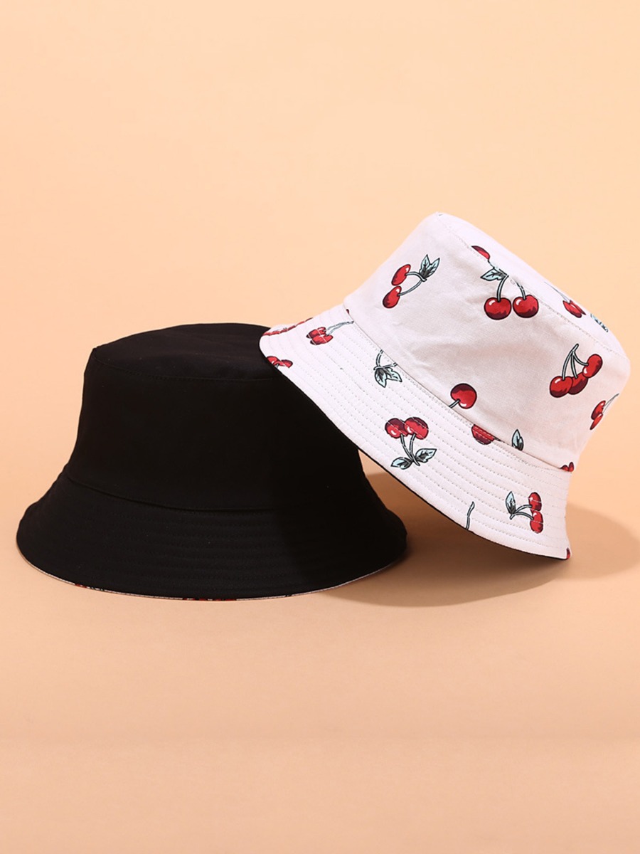 Tropical Fruit Print Wide Brimmed Bucket Hat