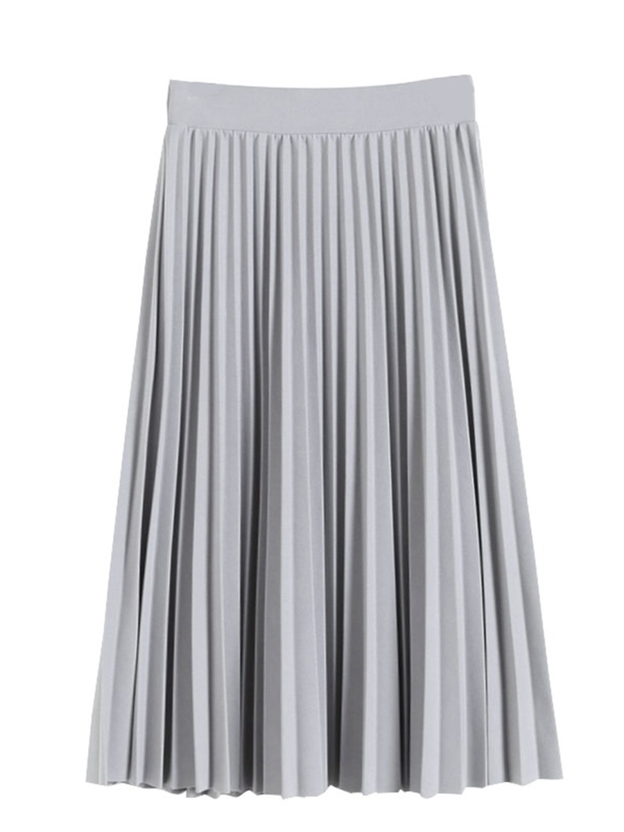 Solid Color High-rise Pleated Skirt