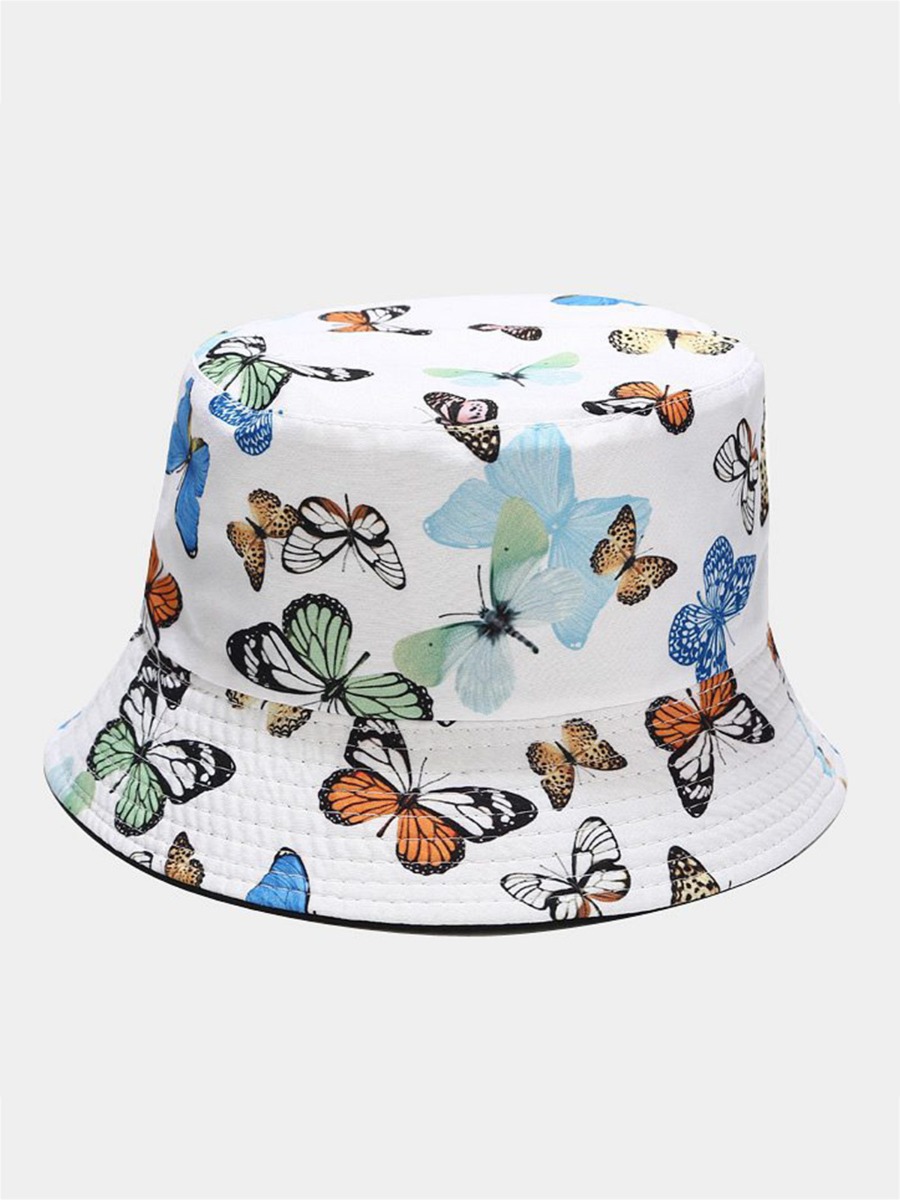 Multicolor Butterfly Print Bucket Hat