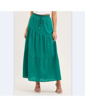 Paneled High Waist Solid Lace-Up Swing Pleated Skirt Wholesale Women'S Bottom N4623040400009