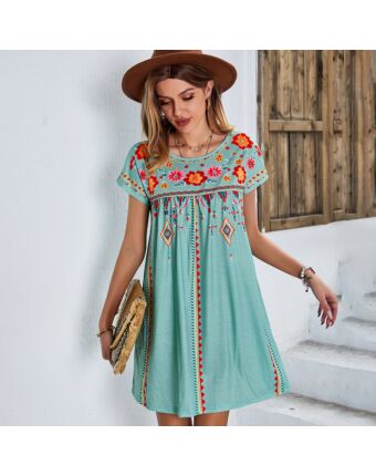 Casual Resort Dresses Loose Short Sleeve Wholesale Womens Clothing N3824022600029