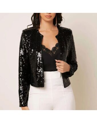 Round Neck Long Sleeve Color Cardigan Sequin Jackets Wholesale Womens Clothing N3824080500005