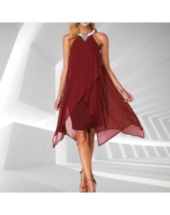 Fashion Solid Color Mesh Sleeveless Irregular Loose Wholesale Dresses SD191804