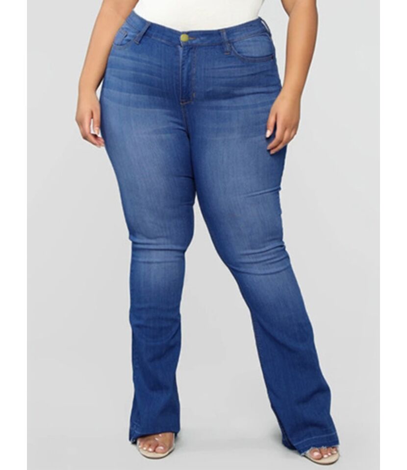 Plus Size Stylish Pocket Denim Jeans