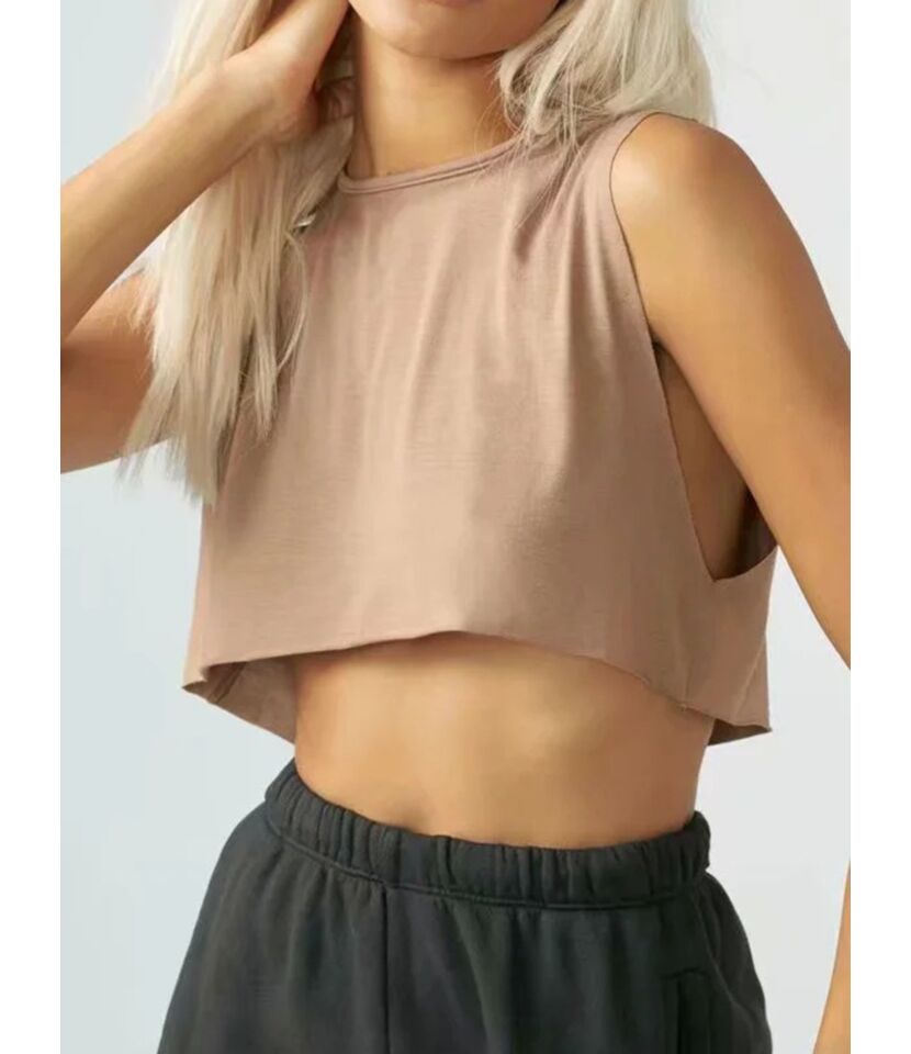 Women Solid Cropped Tank Top