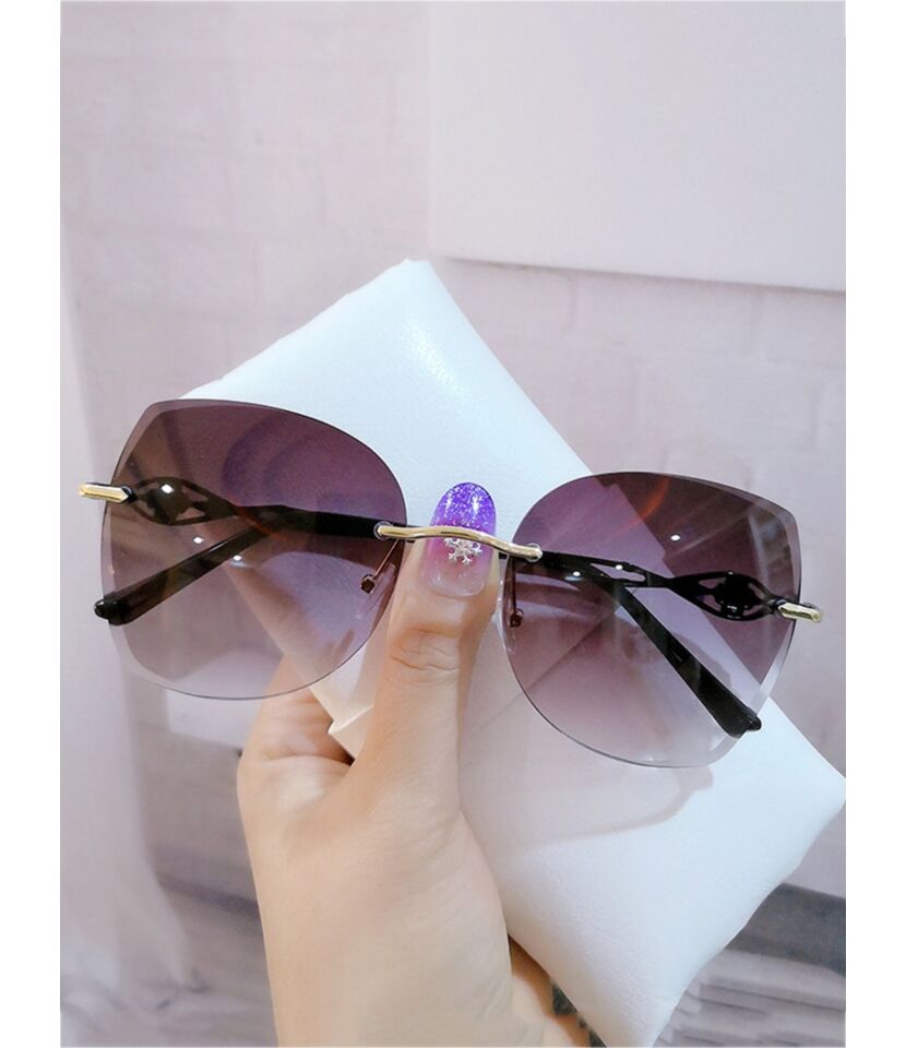 Gradient Tinted Lens Rimless Sunglasses