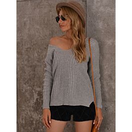 V-collar Split Knitted Sweater