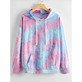 Drawstring Tie Dye Pocket Hoodies