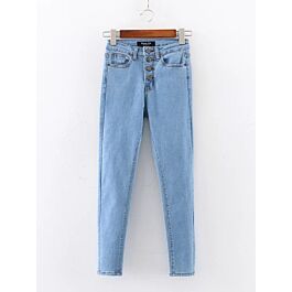 High Rise Single-breasted Pencil Jeans