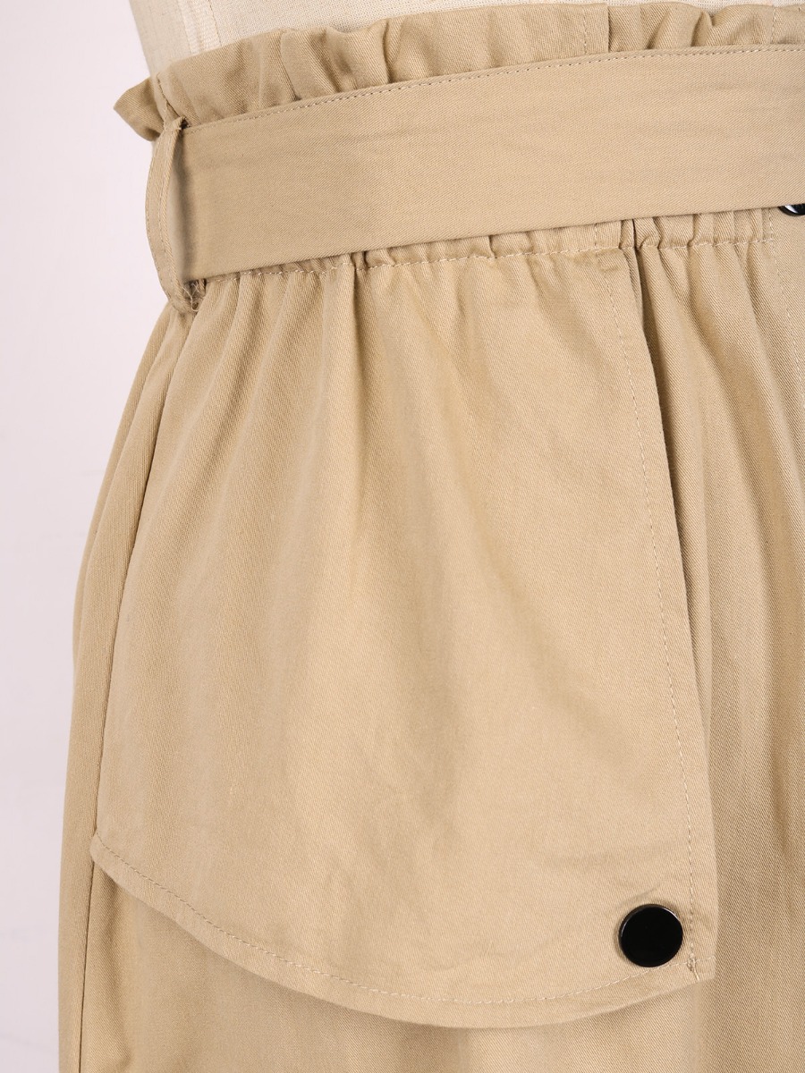 Single-breasted Ruffle Waist Skirt
